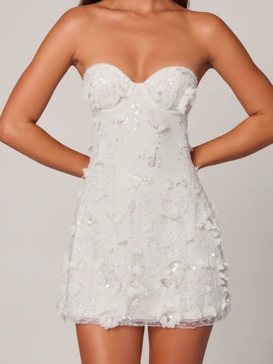 Oh Polly Dresses & Skirts - Oh Polly Edita White Embellished Bandeau A-line Mini Dress